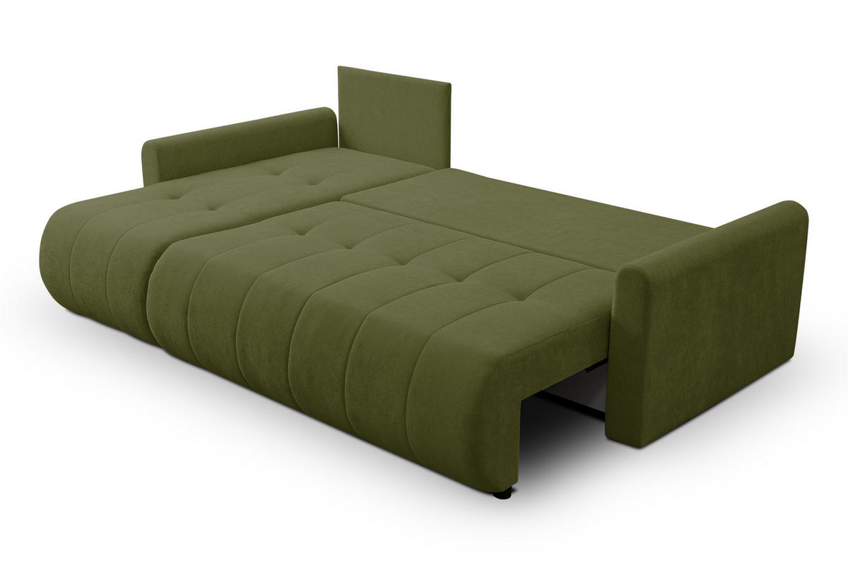 ECKSOFA Primo mit Schlaffunktion und Bettkasten in Cordstoff - Schwarz/Grün, Holz/Holzwerkstoff (245/143cm) - Ravio