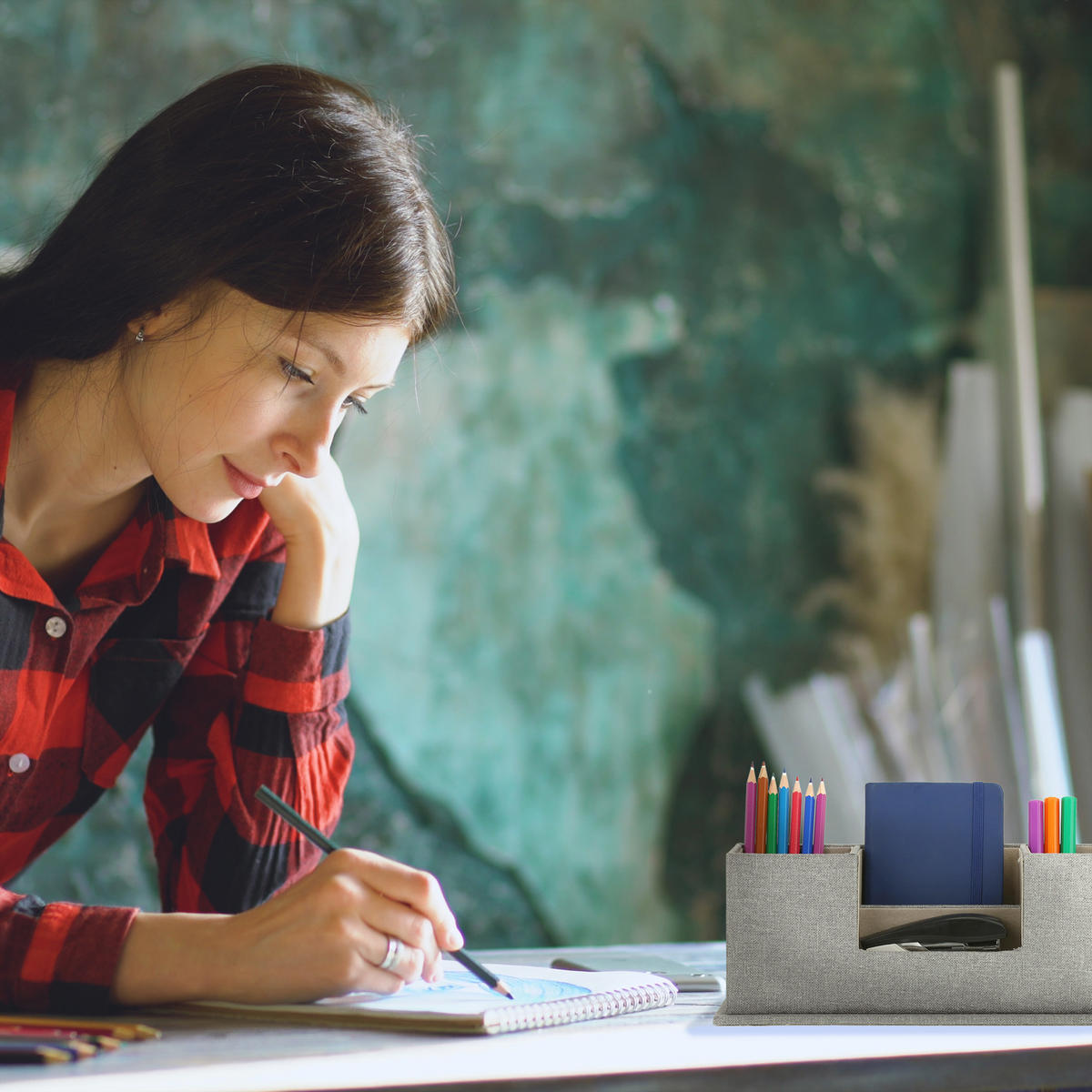 SCHREIBTISCHORGANIZER - Grau, Holzwerkstoff/Kunststoff (11/29.5/11cm) - Relaxdays