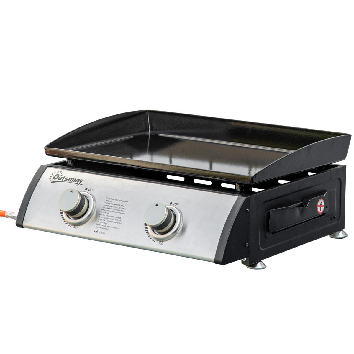 GASGRILL DE-10150 2 Brenner, Antihaft-Grillplatte Silber - Silberfarben, Metall (48/21/48.5cm) - ComfortXL