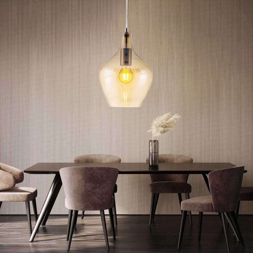 LED HÄNGELEUCHTE PASO Metall Silber - Orange, Glas (22/22/150cm) - Nowa