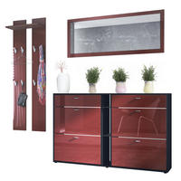 GARDEROBE Orlando Bordeaux Hochglanz - Bordeaux, Holzwerkstoff (215/210/28cm) - Vladon