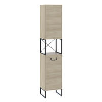 BADSCHRANK Vionna Eiche/Schwarz 36 x 185 cm mit 2 Türen - Eichefarben/Schwarz, Holzwerkstoff (36/185/33cm) - Vicco
