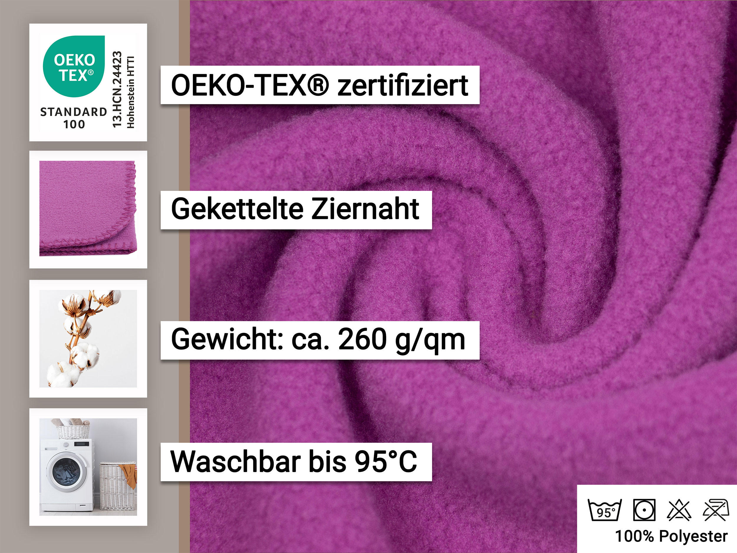 KUSCHELDECKE, 130x170 cm, 100% Polyester, Rot - Pink, Textil (130/170cm) - Zollner