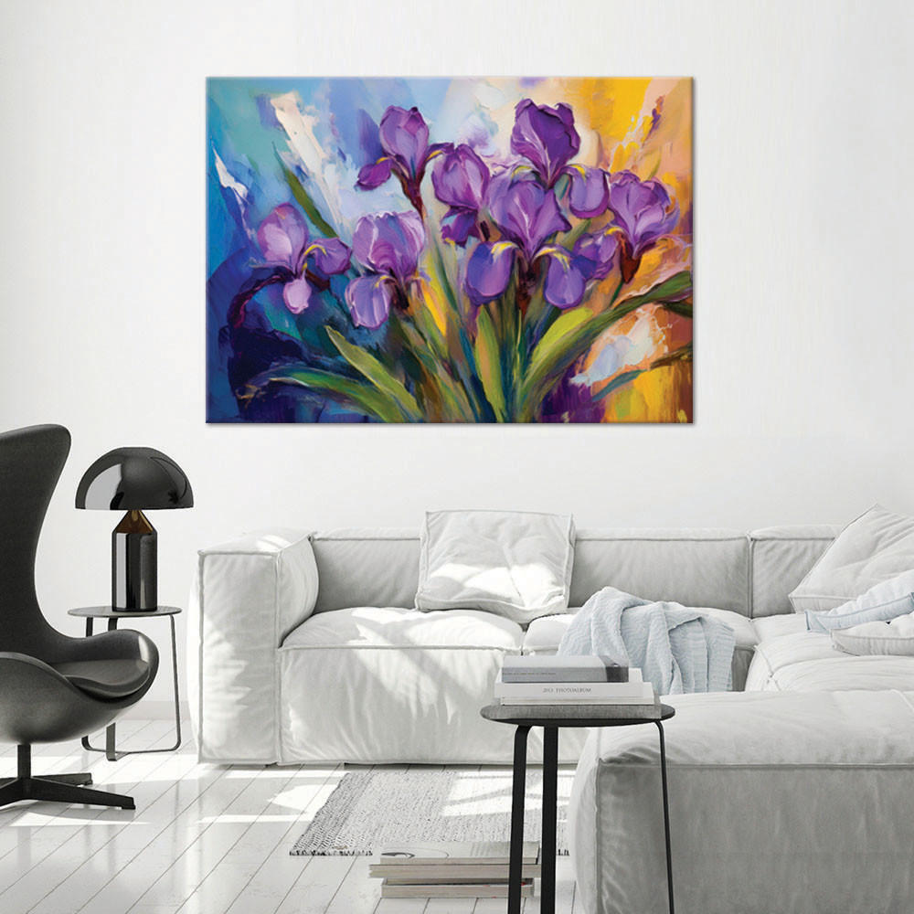 WANDBILD lila pastellblumen iris - Lila, Textil (60/40cm) - Feeby