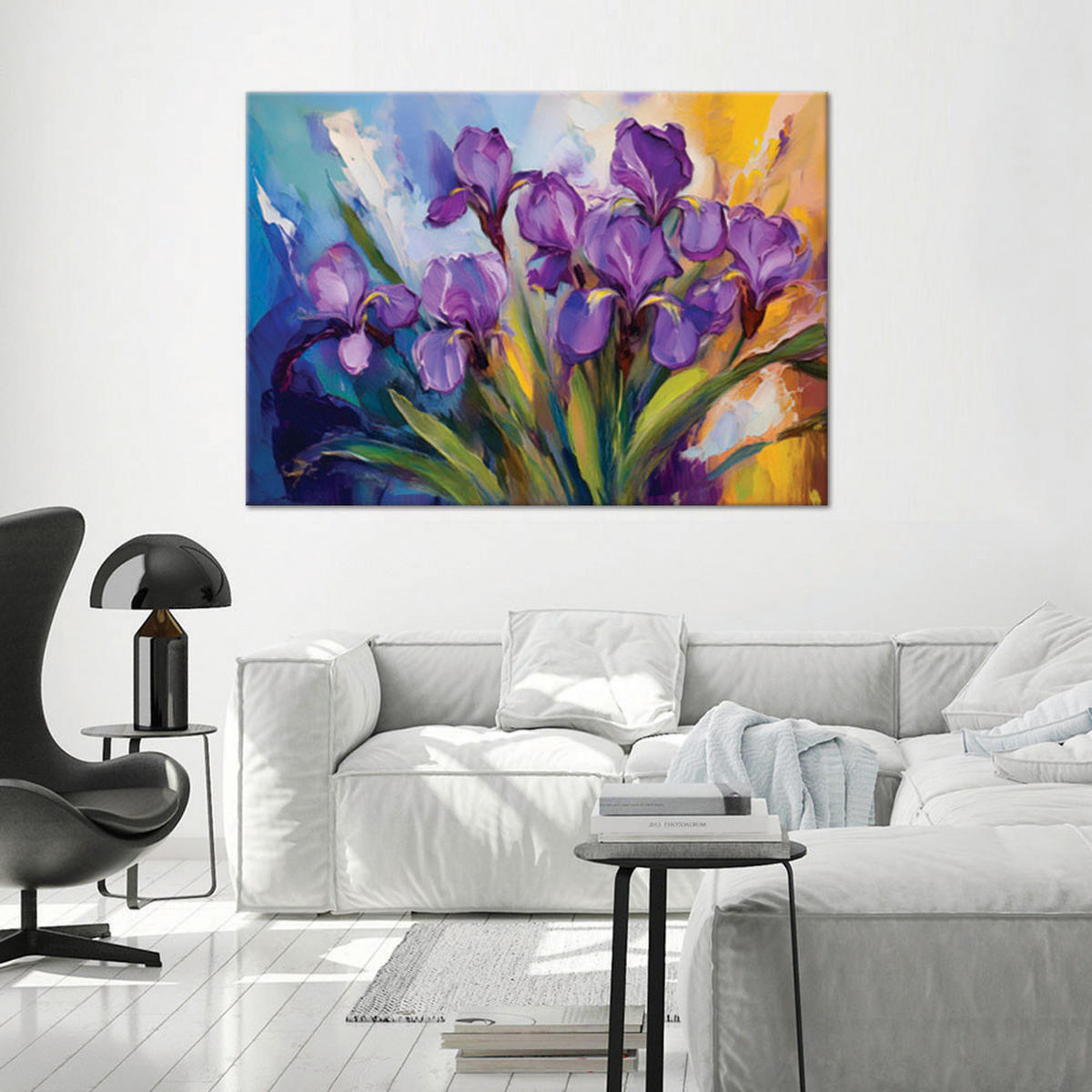 WANDBILD lila pastellblumen iris - Lila, Textil (60/40cm) - Feeby