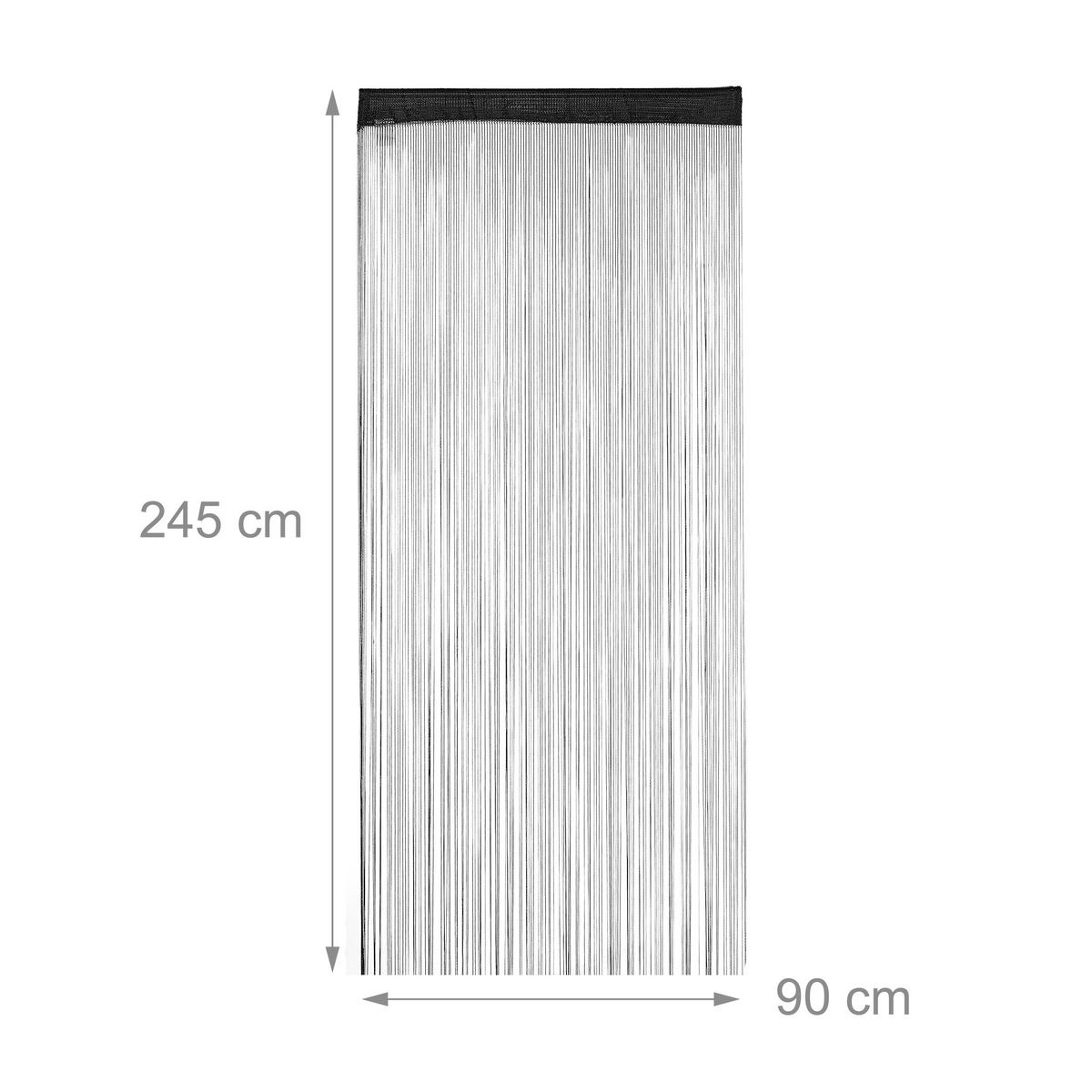 FADENVORHANG - Schwarz, Textil (90/245/0.1cm) - Relaxdays