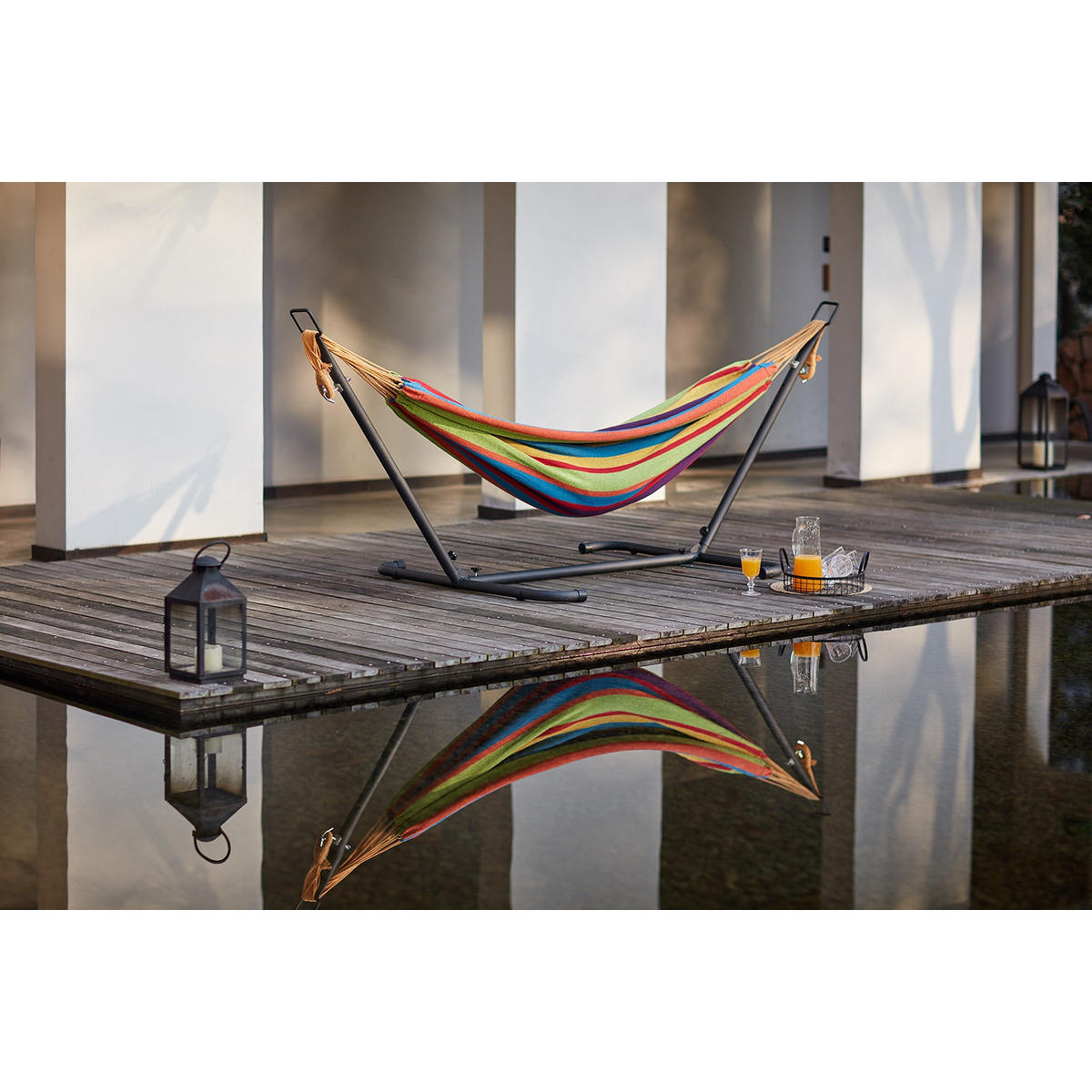 HÄNGEMATTE Copacabana Regenbogen mit Stoffbezug - Multicolor, Kunststoff (107/100/260cm) - Concept Usine