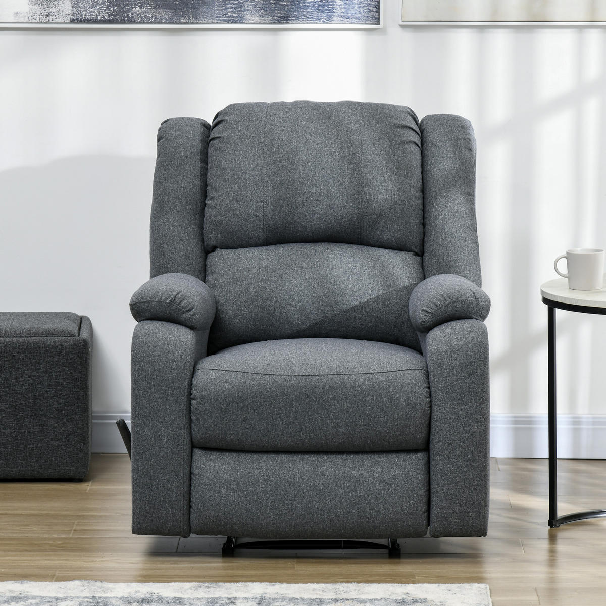 FERNSEHSESSEL Dunkelgrau/Braun, Polyester, Stahl - Dunkelgrau/Schwarz, Textil (96/98/87cm) - HOMCOM