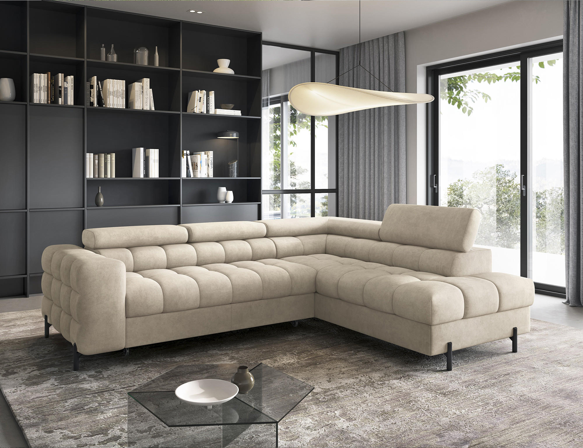 ECKSOFA Ferrucio R - Beige (Aura 18) - Beige, Holzwerkstoff (276/200cm) - Möblo