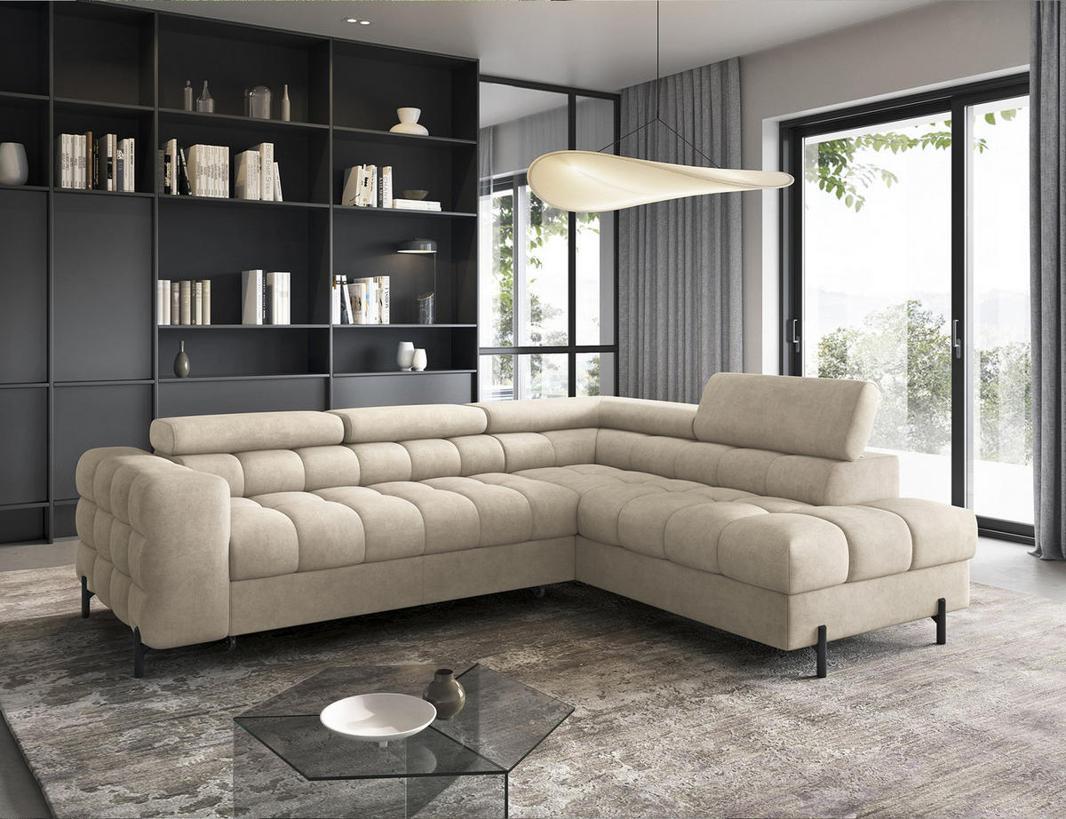 ECKSOFA Ferrucio R - Beige (Aura 18) - Beige, Holzwerkstoff (276/200cm) - Möblo