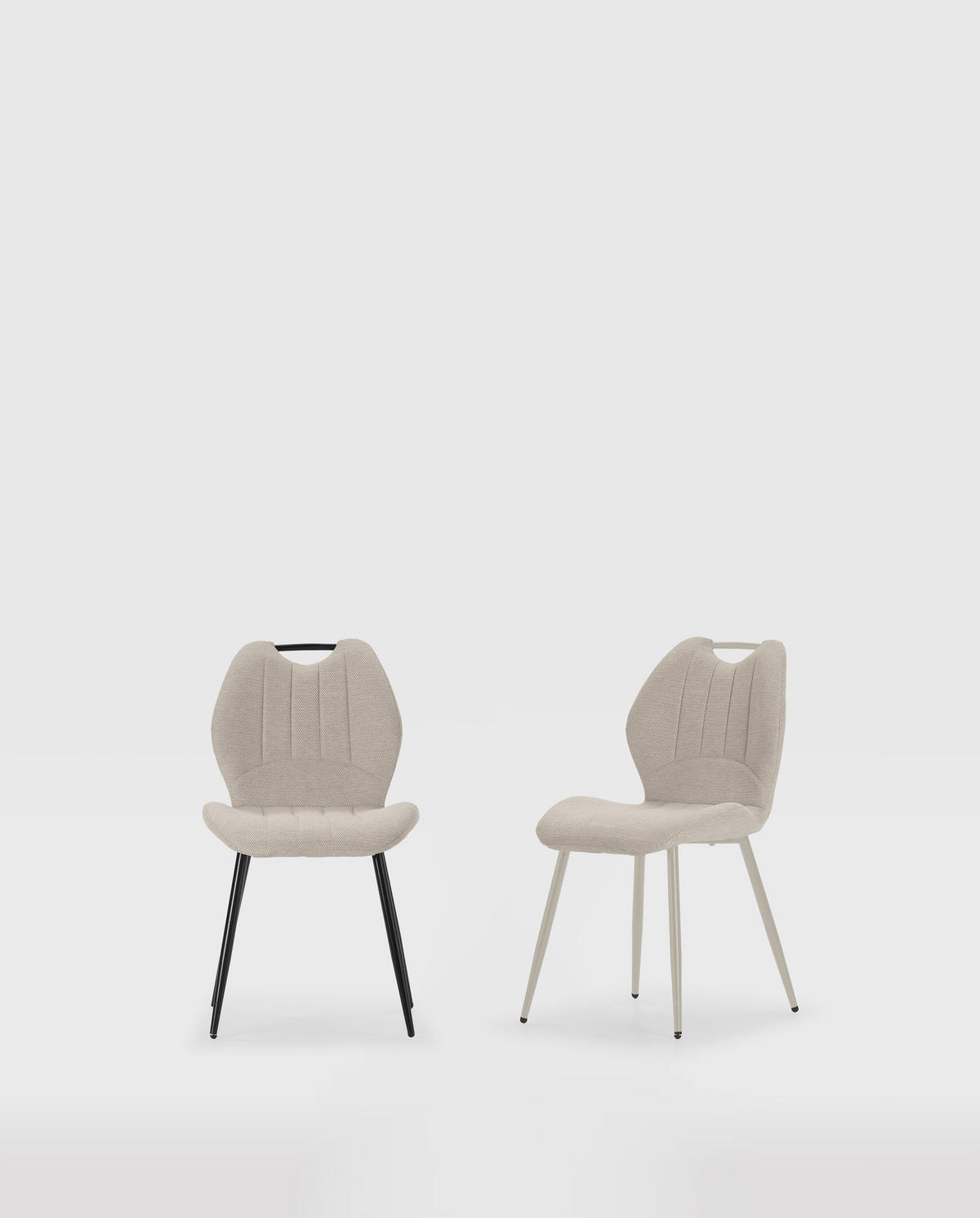 ESSZIMMERSTUHL Muli Beige 48/58/86 cm 4er-Set - Beige/Schwarz, Textil (58/86/48cm) - Calicosy