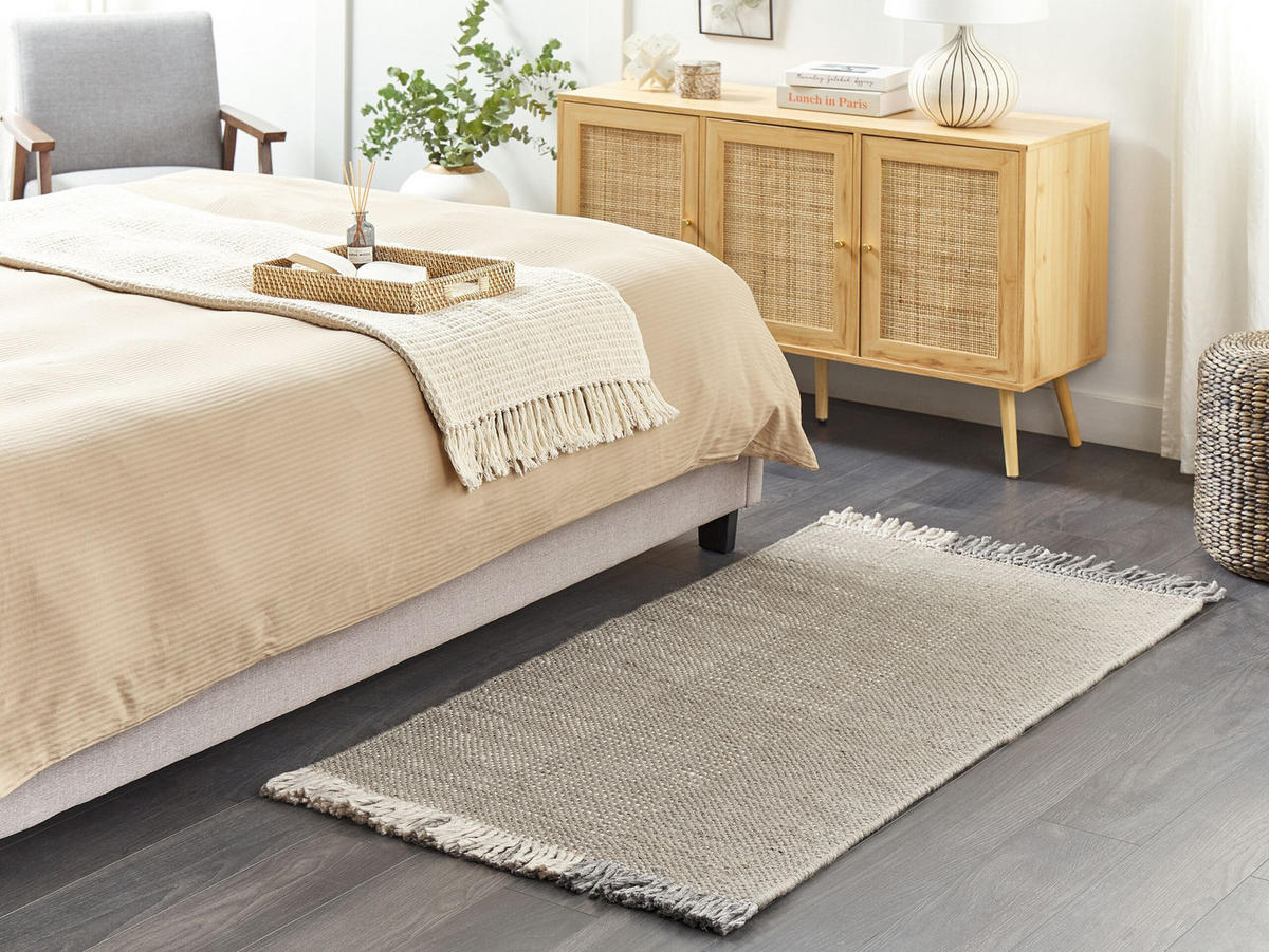 TEPPICH geflochten Tekeler 150/80 cm - Grau, Textil (80/150cm) - Beliani