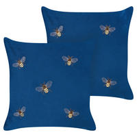 DEKOKISSEN 2er-Set Blau 45/45 cm Talinum - Blau, Textil (45/45cm) - Beliani