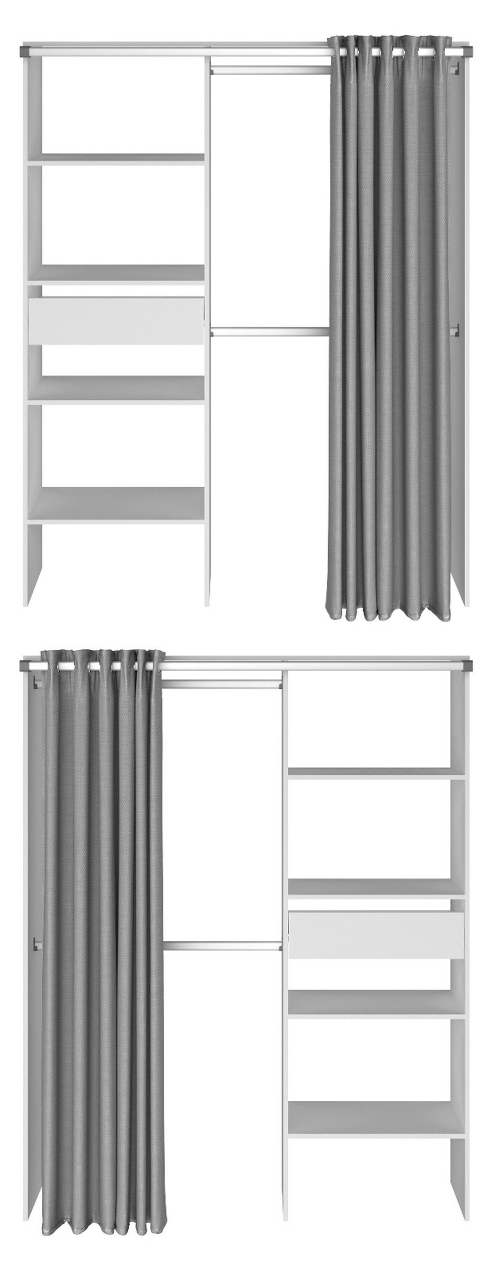 KINDERZIMMER weiß, grau 2-teilig, Jugendzimmer-Set Stauraumbett und Kleiderschrank - Schwarz/Weiß, Holzwerkstoff/Kunststoff (143/182/135cm) - Parisot Meuble