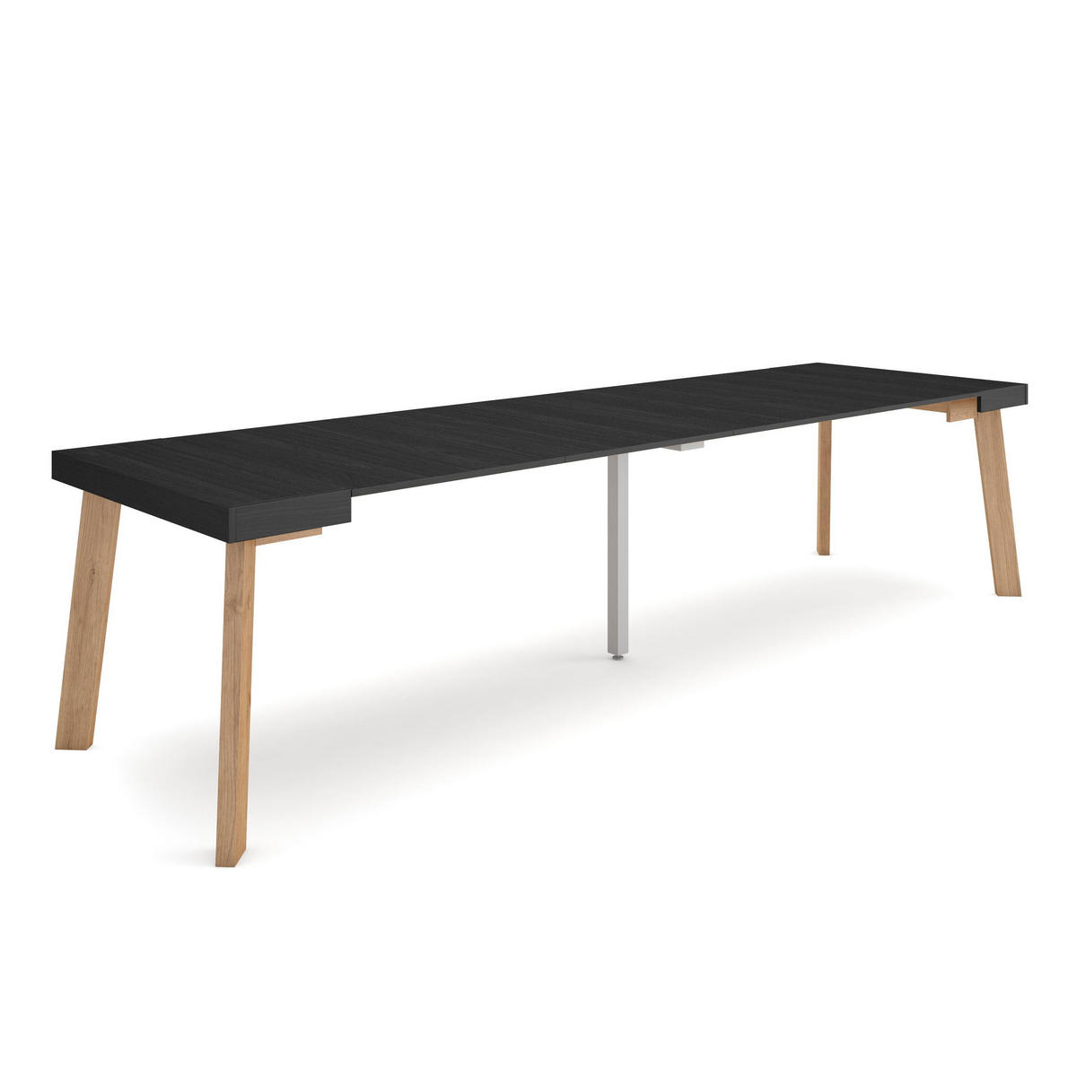 KONSOLENTISCH ausziehbar 58 bis 302cm, für 14 Gäste, schwarz, 90/58/73cm - Schwarz, Holzwerkstoff (90/302/73cm) - Skraut Home
