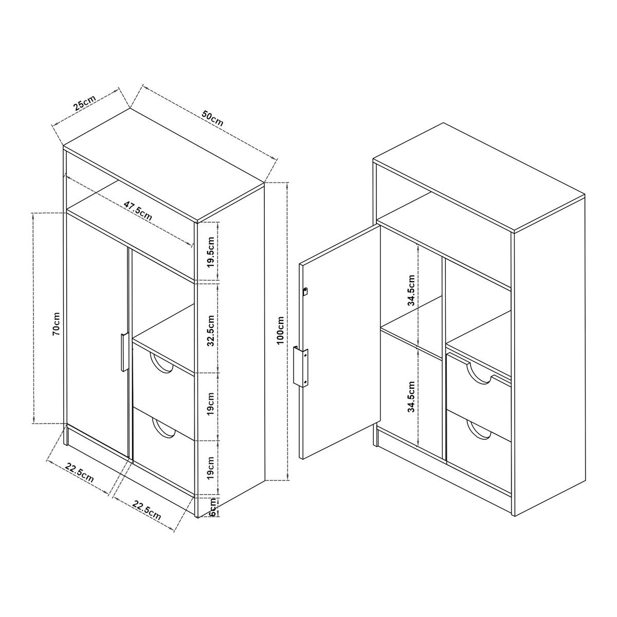 BADEZIMMERSCHRANK Namsskogan - Walnussfarben/Schwarz, Holzwerkstoff/Metall (50/100/25cm) - [en.casa]