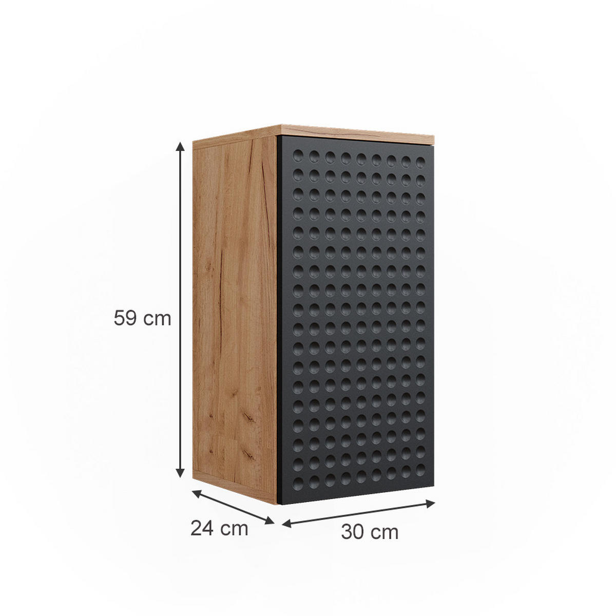 BADSCHRANK Irma Anthrazit gepunktet 30 x 59 cm 2 Fächer, Badezimmer - Anthrazit, Holzwerkstoff (30/59/24cm) - Vicco