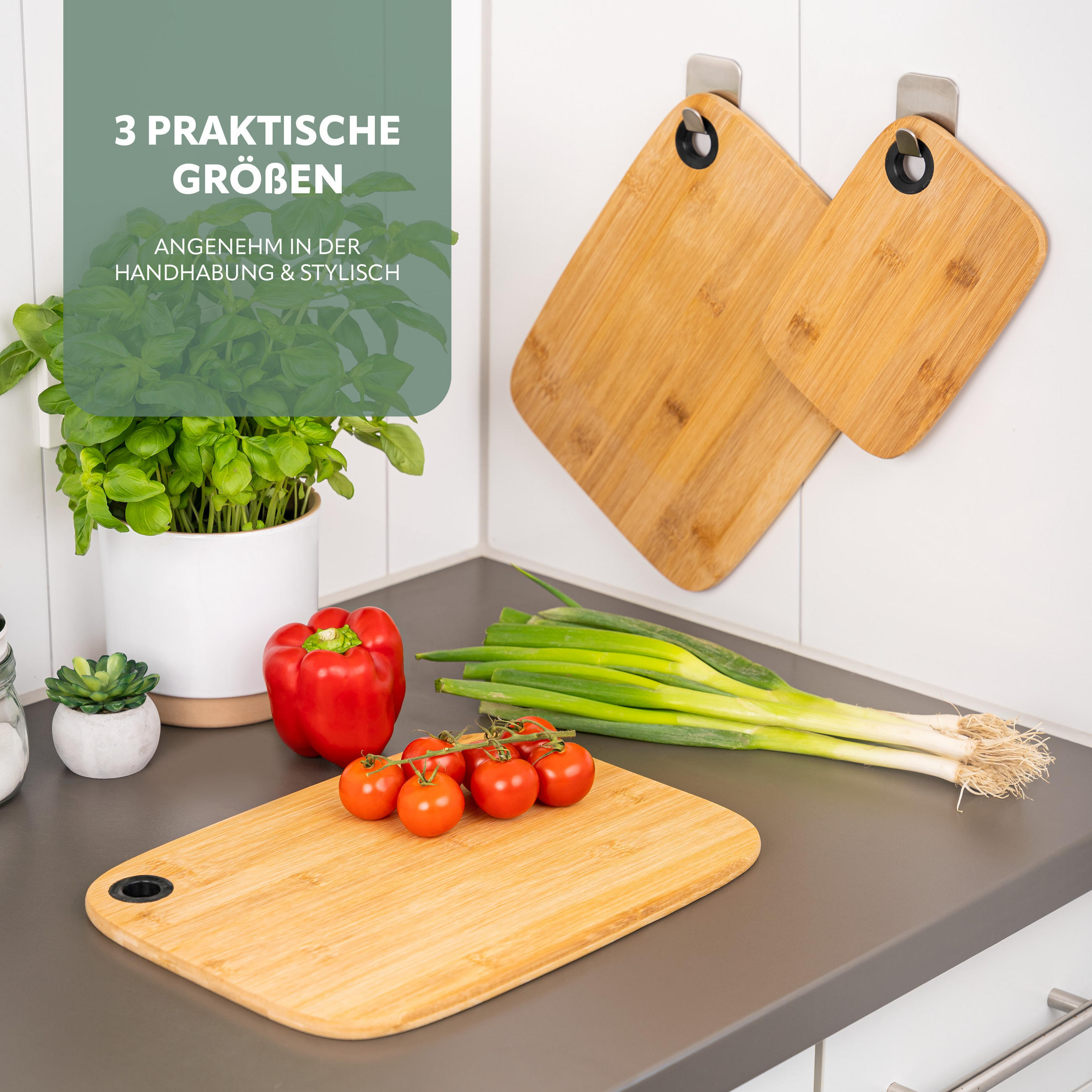 SCHNEIDEBRETTER 3er-Set, Bambus - Braun, Holz (35/25cm) - bremermann