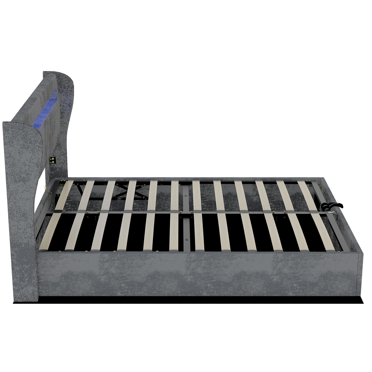 STAURAUMBETT 140/200 cm DE-32986 mit LED-Kopfteil und Matratze Grau - Grau, Metall (140/200cm) - ComfortXL