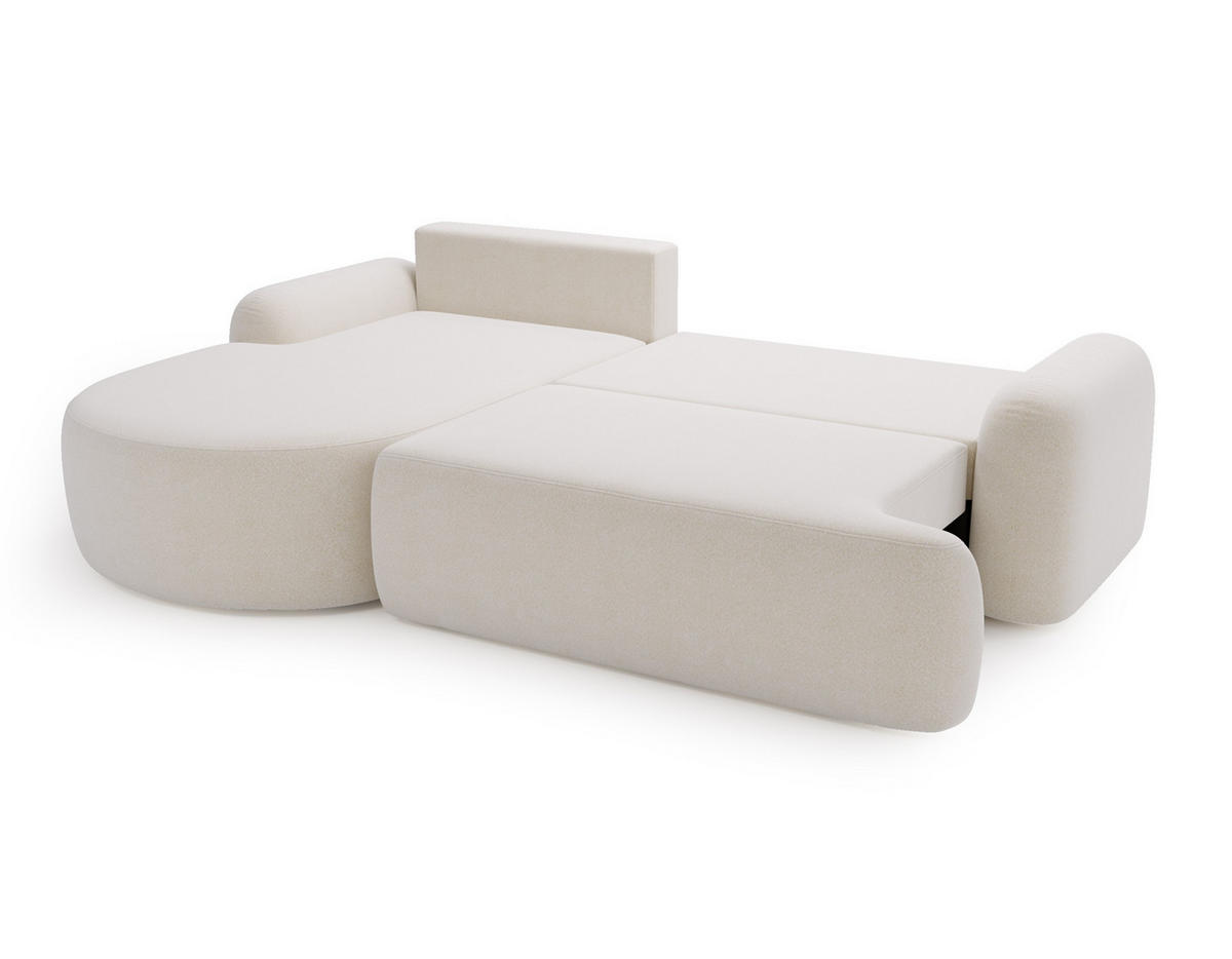 ECKSOFA Cloudy Weiß, Sofa aus Boucle-Stoff mit Kissen, linke seite - Weiß, Holzwerkstoff/Textil (177/261cm) - Bettso