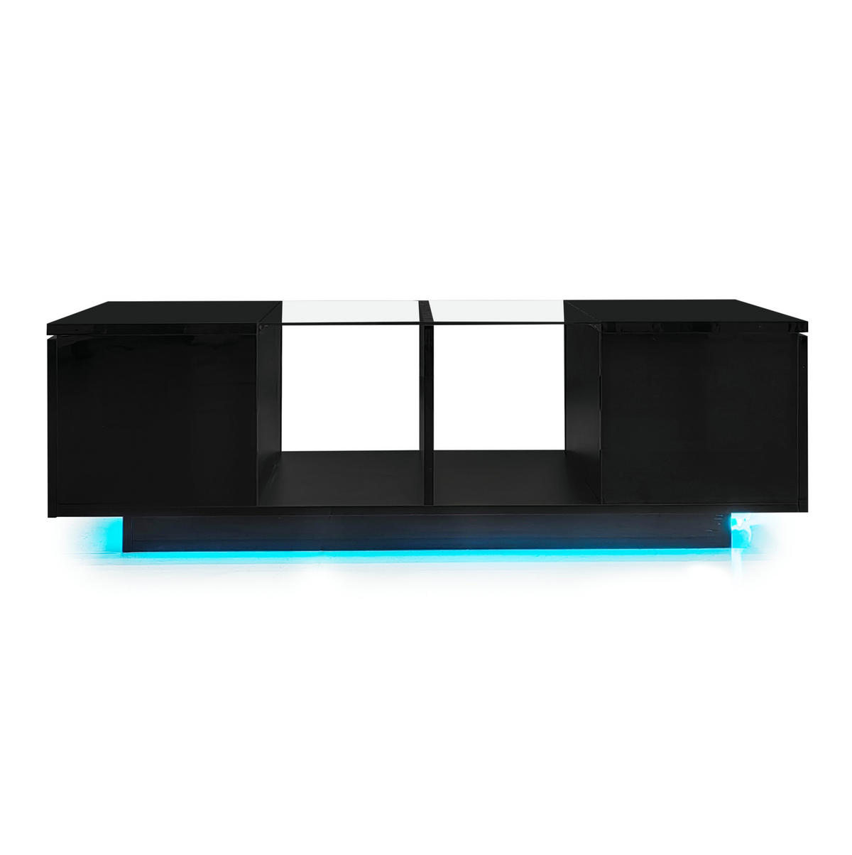 COUCHTISCH 120/50/38,5 cm schwarz mit LED-Beleuchtung und Glasplatte - Schwarz, Holzwerkstoff (120/50/38.5cm) - OKWISH