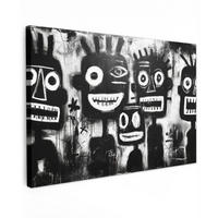 LEINWANDBILD Malerei - Figuren - Schwarz - Abstrakt XXL 150x100 cm - Schwarz, Textil (150/100cm) - MuchoWow