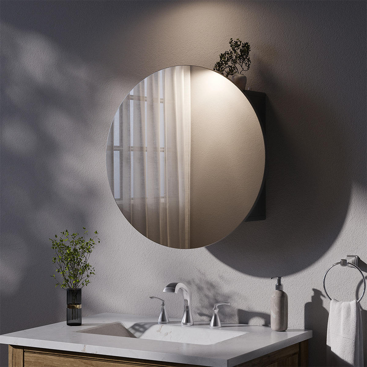 BADSPIEGELSCHRANK Loki Anthrazit 60 x 60 cm mit 2 Fächern - Anthrazit, Holzwerkstoff (60/60/17.4cm) - Vicco