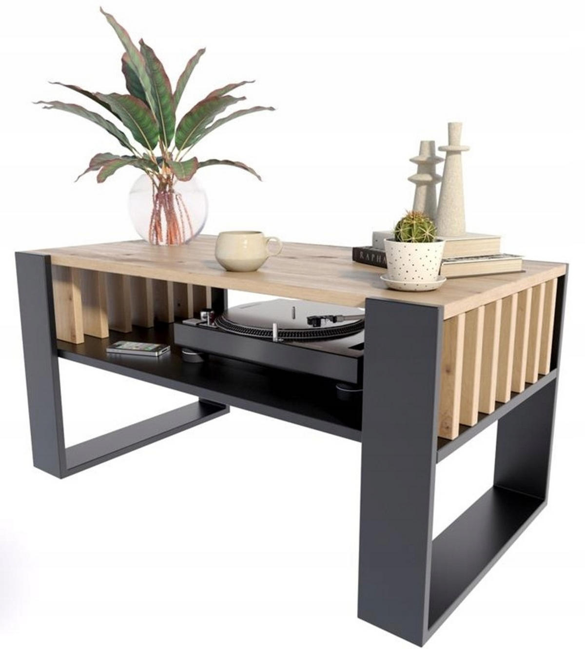 COUCHTISCH IGA Artisan Eiche-Schwarz 100/53,6/50 cm - Multicolor, Holzwerkstoff (53.6/100/50cm) - Matkam Möbel