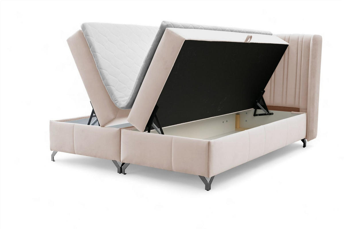BOXBETT Damien - Creme, Holzwerkstoff/Textil (120/200cm) - Fun Möbel