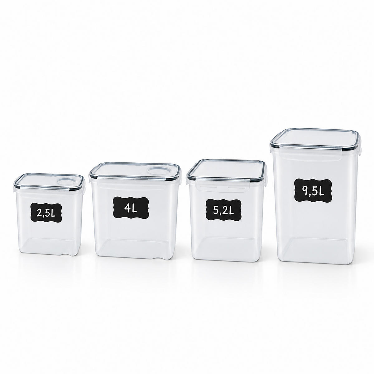 VORRATSDOSEN Transparent 4er-Set luftdicht - Transparent, Kunststoff - Relaxdays