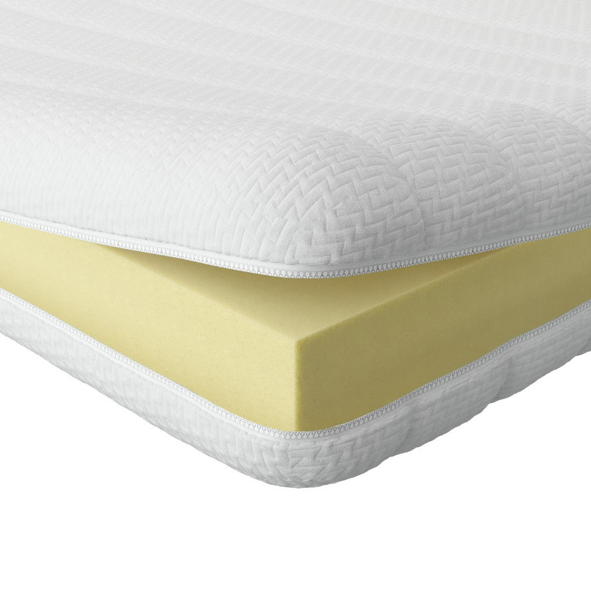 VISCOTOPPER 150/200 cm - 6cm Höhe & Toledo Bezug - Weiß, Textil (150/200cm) - AM Qualitätsmatratzen