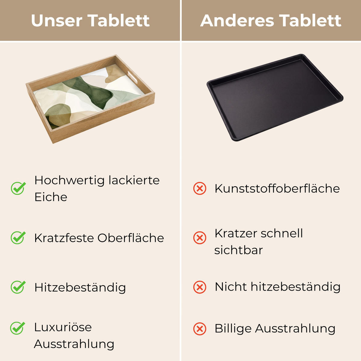 TABLETT - Japandi - Abstrakt - Grün - 40x30 cm - Grün, Holz (40/5/5cm) - OnlyWow