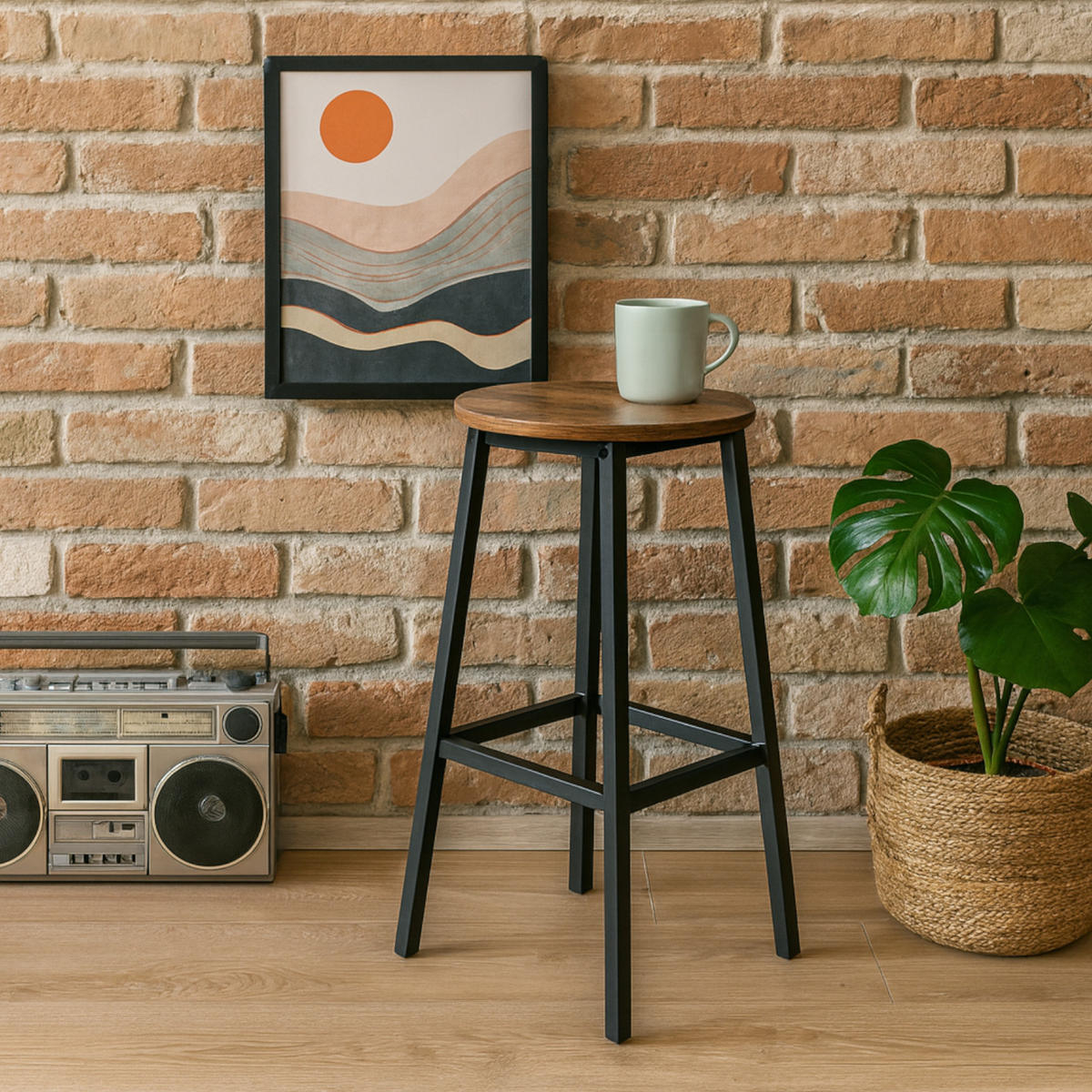 BARHOCKER 2er-Set Metall Dunkelbraun - Dunkelbraun, Holzwerkstoff (32/65/32cm) - Begryf