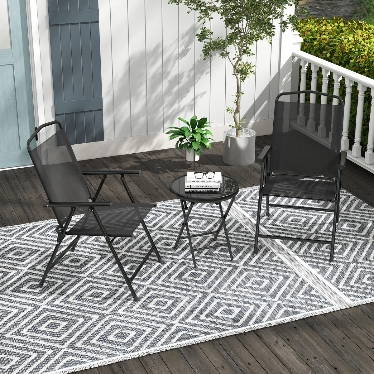 GARTEN-BEISTELLTISCHSET Schwarz 3 Stück - Schwarz, Metall (64/53.5/93cm) - GiPP