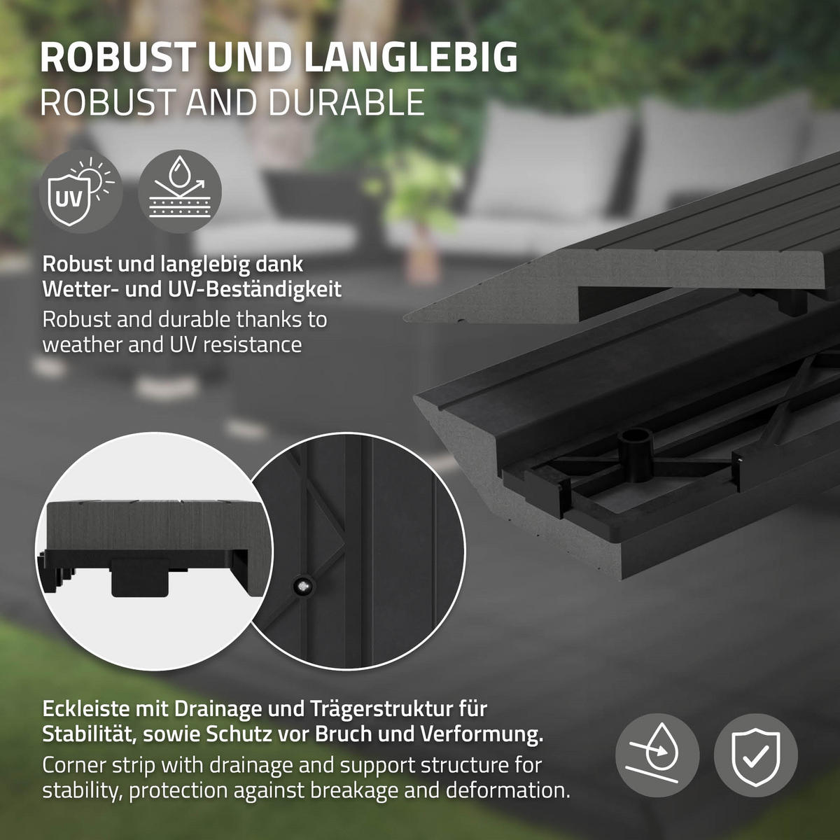 ZÁVĚROVÁ LIŠTA WPC pravý roh antracit - antracitová, kompozitní dřevo (38/2/7.5cm) - ML-DESIGN