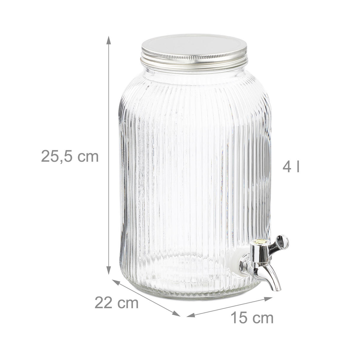 GETRÄNKESPENDER - Transparent, Glas/Kunststoff (4L) - Relaxdays