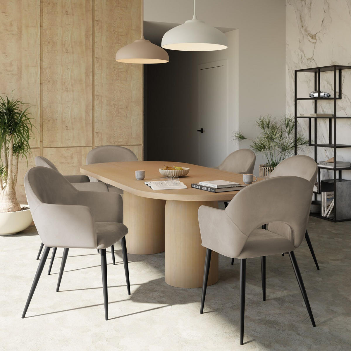 ARMLEHNSTUHL 2er Set Sachel 57 x 61 5 x 87 5 cm taupe - Taupe, Kunststoff (57/87.5/61.5cm) - tectake