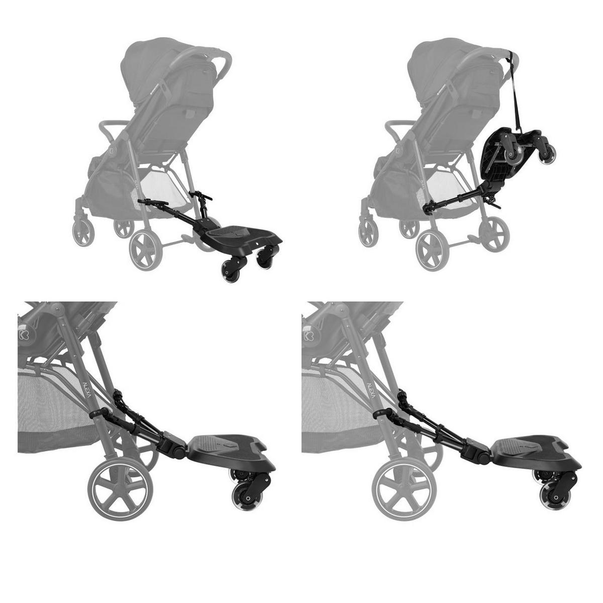 KINDERWAGENZUBEHÖR Trittbrett Ally schwarz 360° drehbar, universell passend, Kinderwagen, Stoßdämpfer, rutschfest - Schwarz, Kunststoff (41/18/63cm) - Kikka boo
