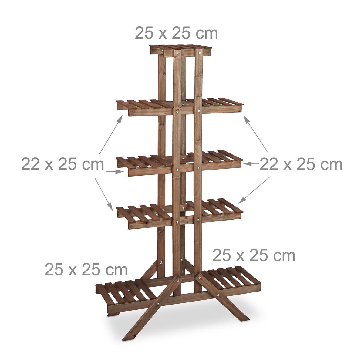 BLUMENTREPPE - Dunkelbraun, Holz (83/142.5/28.5cm) - Relaxdays