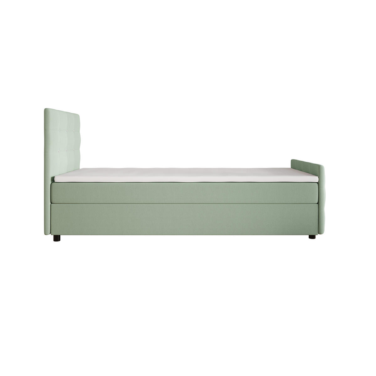 BOXBETT KLEO mini 90x200, mit Matratze H3 und Topper, Cosmic 16 - Hellgrün, Holz/Kunststoff (90/200cm) - Bedante