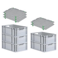 EUROBOX 5x Nextgen Economy Mit Auflagedeckel Grau/Grün Griffe Offen 44 Liter - Grün, Kunststoff (40/22/60cm) - PROREGAL