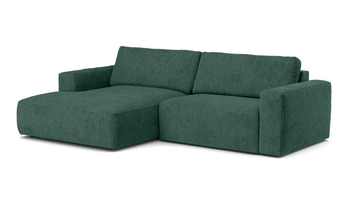 ECKSOFA mit losen Rückenkissen, wasserabweisender All Senses Stoff - Schwarz/Grün, Holz/Kunststoff (288/175cm) - Cotta