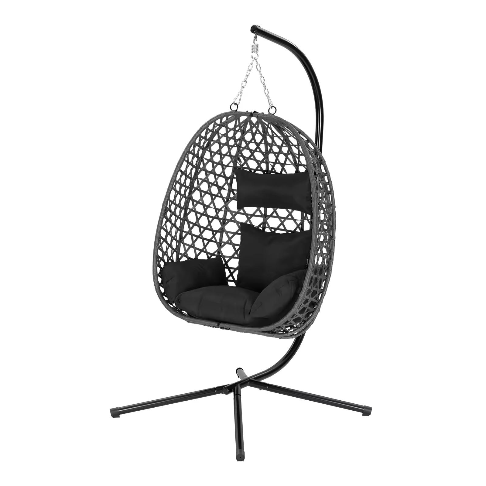 HÄNGESESSEL PE-Rattan höhenverstellbar, DE-42142, Anthrazit - Anthrazit, Metall (105/195/105cm) - ComfortXL