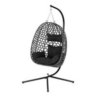 HÄNGESESSEL PE-Rattan höhenverstellbar, DE-42142, Anthrazit - Anthrazit, Metall (105/195/105cm) - ComfortXL