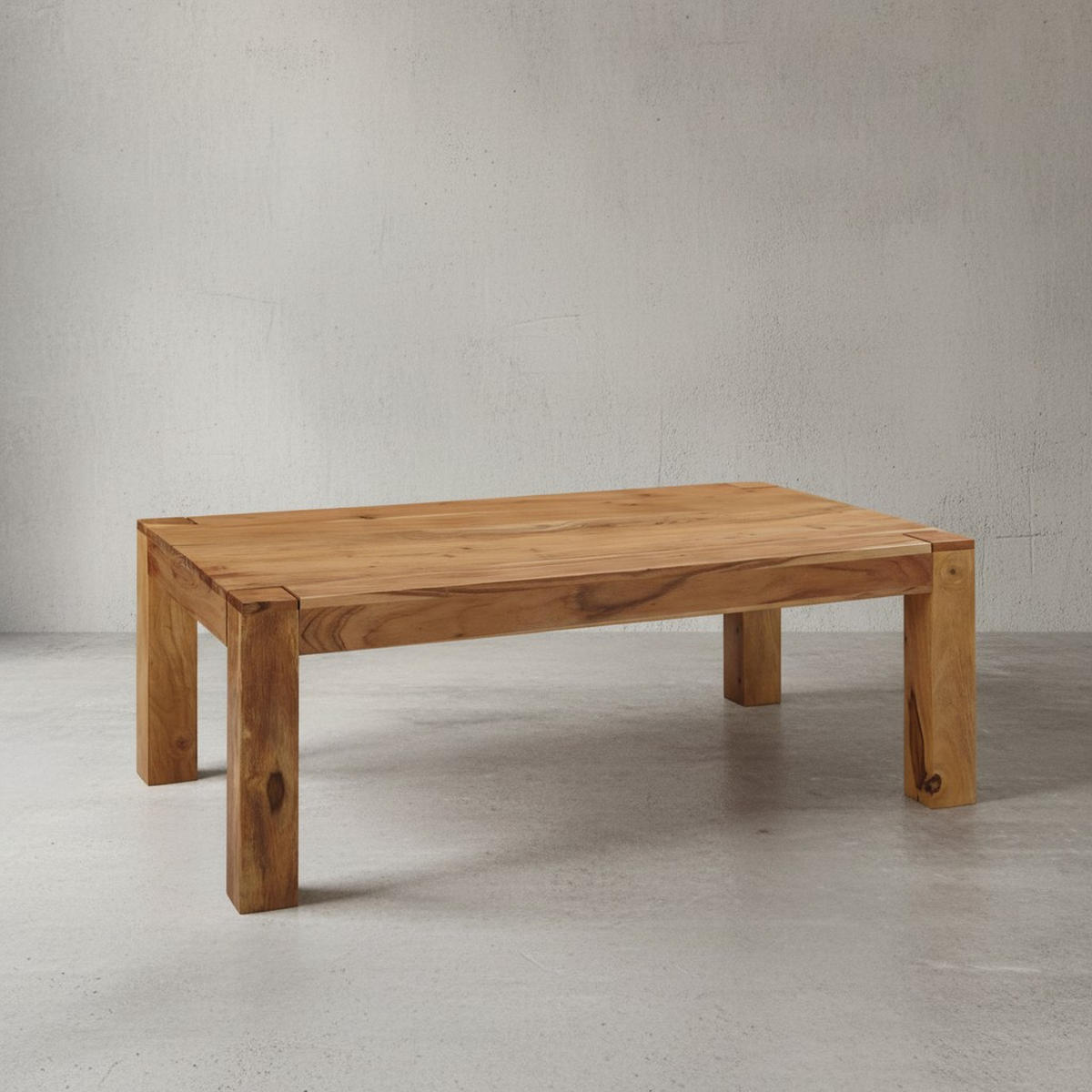 COUCHTISCH aus Akazienholz, rustikal, quadratisch, handgefertigt, Beige 110x60x40 cm - Beige, Holz (60/110/40cm) - KADIMA DESIGN