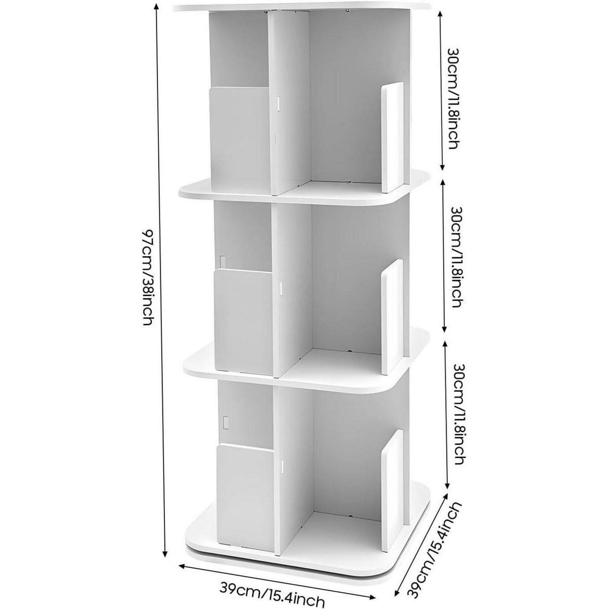 BÜCHERREGAL 3-stufig drehbar Weiß - Weiß, Kunststoff (39/97/39cm)