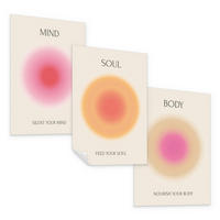 POSTER SET Aura Affirmationen Zitate Geist Seele Körper 3x Poster A3 30x42cm - Rot/Rosa, Papier (30/42/42cm) - Muralo