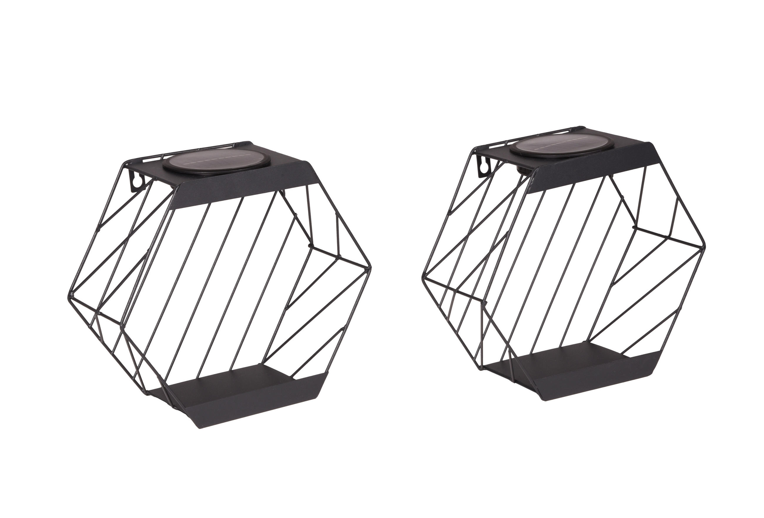 SOLAR-PFLANZREGAL Kurt 2er Set Stahl Schwarz 25x11x28,5cm - Schwarz, Metall (11/25/28.5cm) - DELUKE