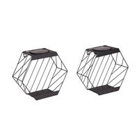SOLAR-PFLANZREGAL Kurt 2er Set Stahl Schwarz 25x11x28,5cm - Schwarz, Metall (11/25/28.5cm) - DELUKE