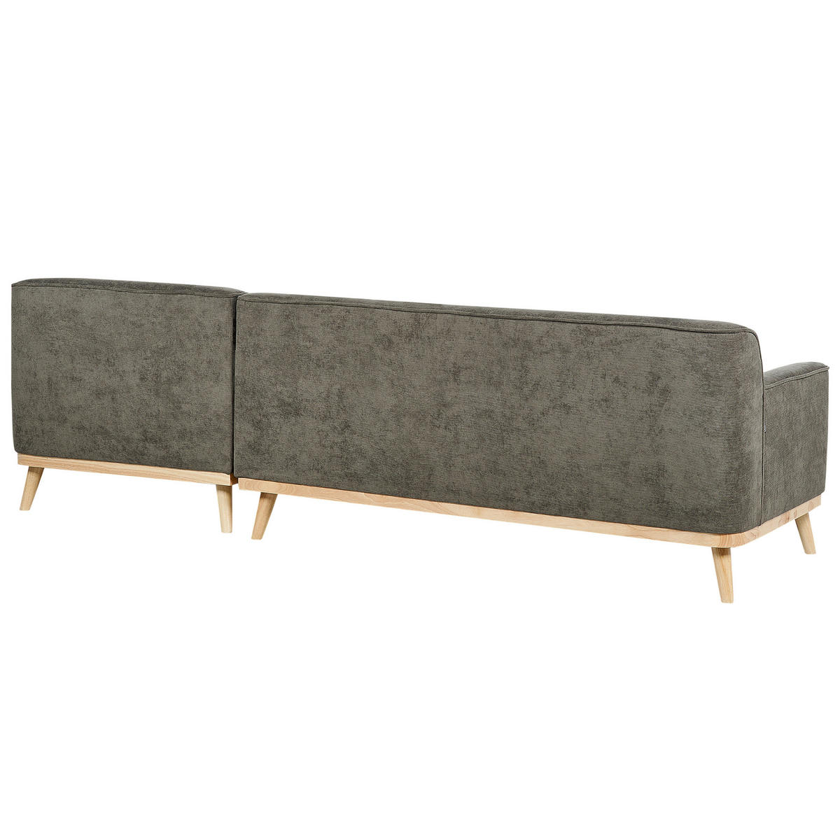 3-SITZER-ECKSOFA Cord dunkelgrün rechtsseitig Simos - Hellbraun/Grün, Textil (264/159cm) - Beliani